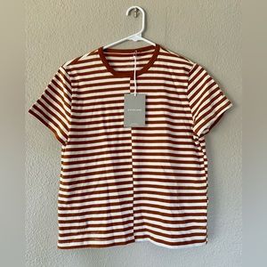 NWT Everlane brown and off white striped T-shirt